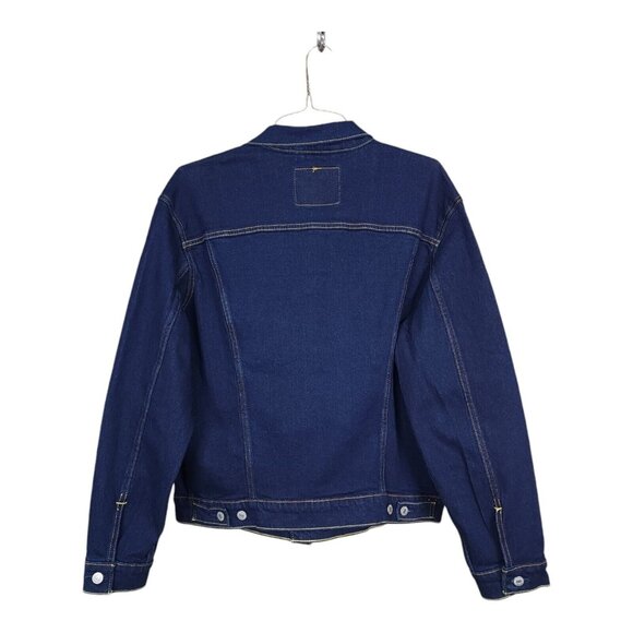 Levi's Denim Trucker Jacket Men's Size Small Dark Rinse Indigo Cotton Red Tab - Picture 2 of 11